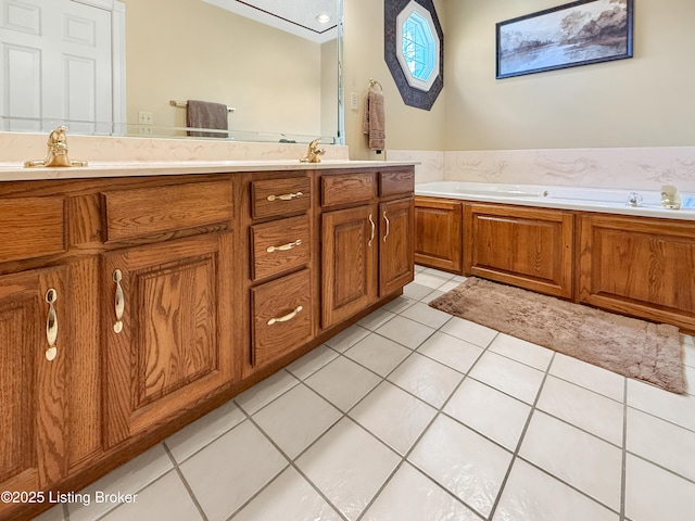 235 Ashford Dr, Mt Washington, KY 40047 - bathroom featuring tile patterned floors, a garden tub, and double vanity