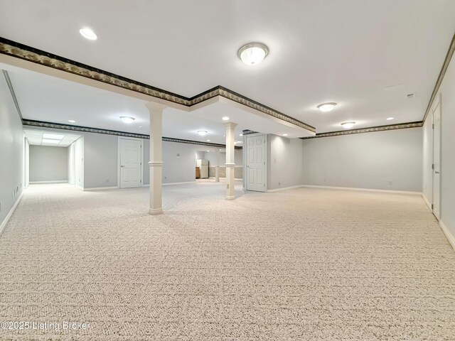 235 Ashford Dr, Mt Washington, KY 40047 - finished basement with baseboards, ornamental molding, and recessed lighting