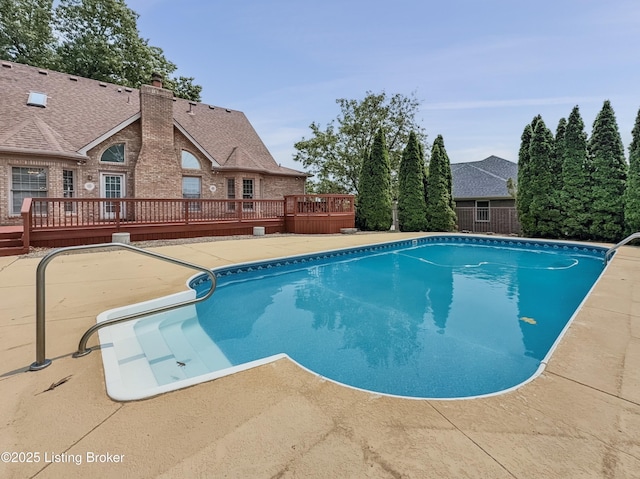 235 Ashford Dr, Mt Washington, KY 40047 - view of swimming pool with a wooden deck and a patio