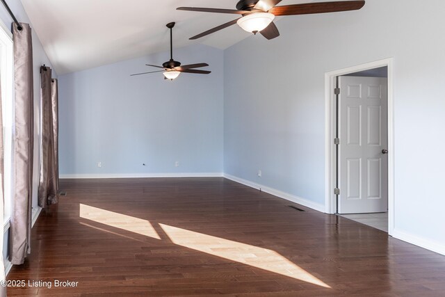 1110 Clark Station Rd, Fisherville, KY 40023 - empty room with wood finished floors, visible vents, baseboards, and ceiling fan