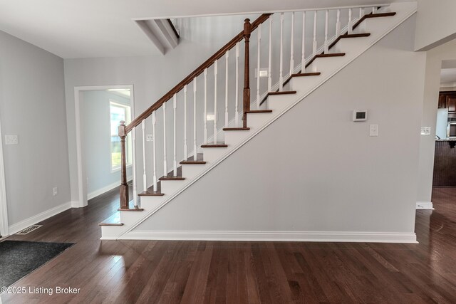 1110 Clark Station Rd, Fisherville, KY 40023 - stairway with wood finished floors, baseboards, and visible vents