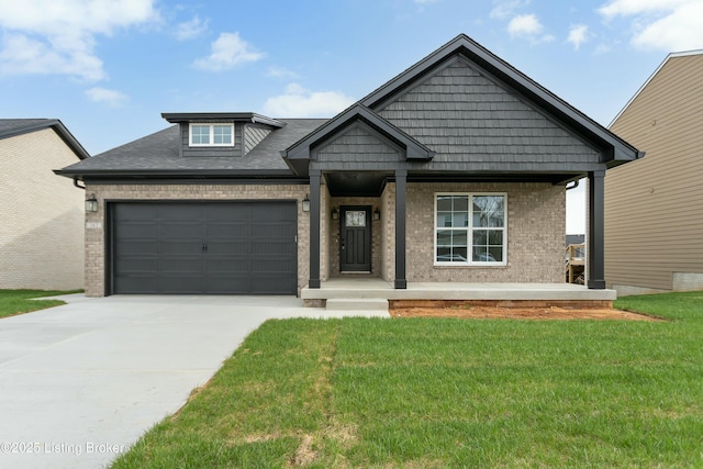 382 Williamsburg Dr, Mt Washington, KY 40047 - craftsman inspired home featuring a garage, brick siding, a front yard, and concrete driveway