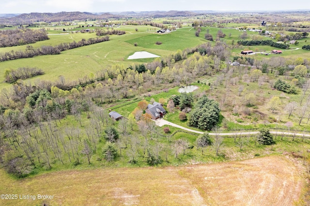 drone / aerial view featuring a rural view