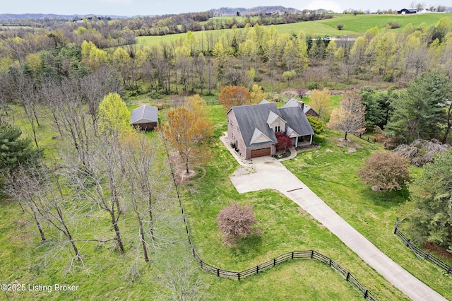 aerial view with a rural view