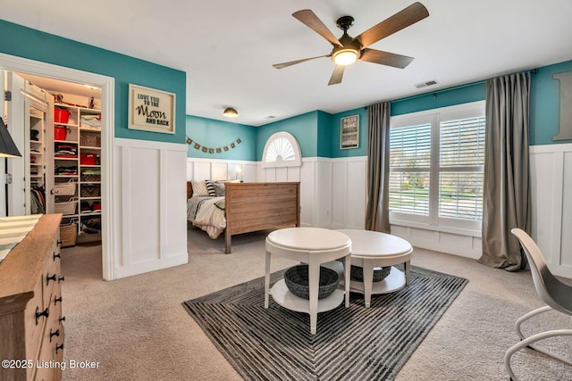 4232 Ashleywood Ct, Louisville, KY 40241 - carpeted bedroom featuring visible vents, a closet, a decorative wall, a spacious closet, and a wainscoted wall