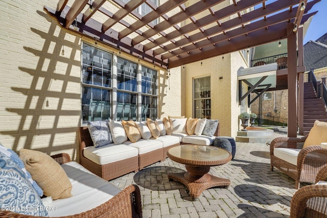 4232 Ashleywood Ct, Louisville, KY 40241 - view of patio / terrace featuring a pergola, stairs, and an outdoor hangout area
