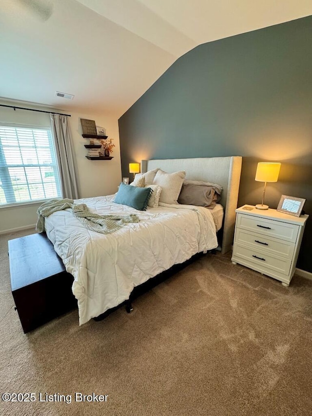 117 Richwood Cir, Georgetown, KY 40324 - bedroom featuring dark carpet, lofted ceiling, and baseboards