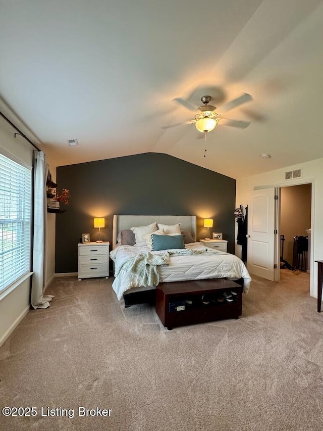 117 Richwood Cir, Georgetown, KY 40324 - carpeted bedroom with lofted ceiling, ceiling fan, and baseboards
