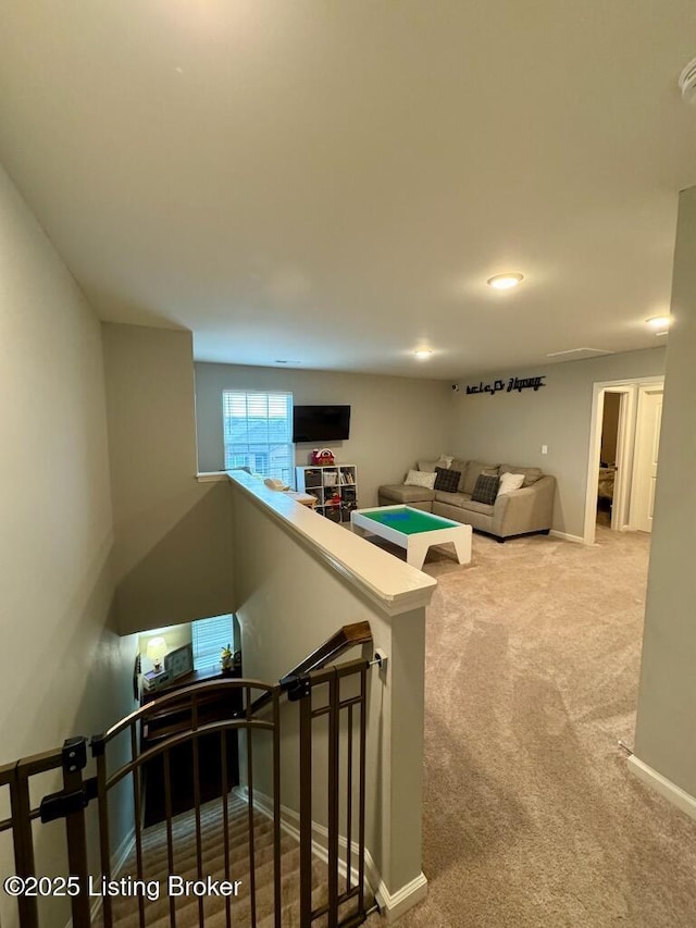 117 Richwood Cir, Georgetown, KY 40324 - stairs featuring carpet floors, baseboards, and recessed lighting