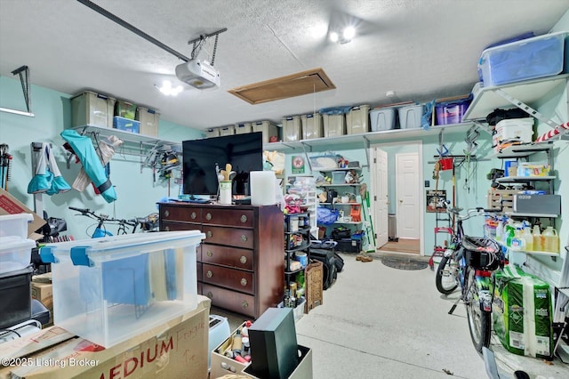 garage with a garage door opener