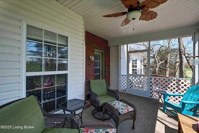 view of patio with ceiling fan