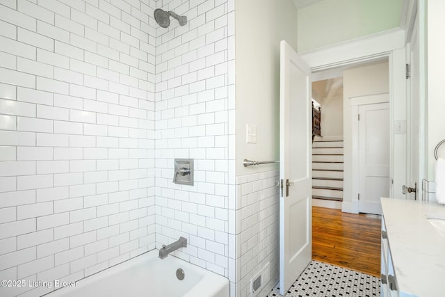 full bath featuring shower / bathing tub combination and vanity
