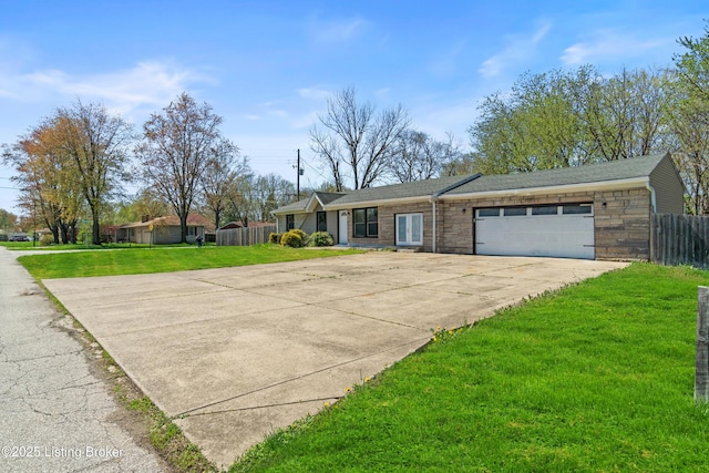 8006 Bramble Ln, Louisville, KY 40258 - ranch-style home with a front lawn, fence, an attached garage, and concrete driveway