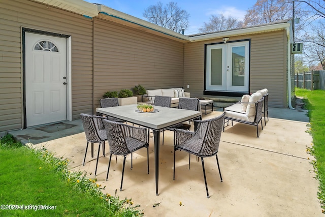 8006 Bramble Ln, Louisville, KY 40258 - view of patio featuring an outdoor living space, french doors, and outdoor dining area