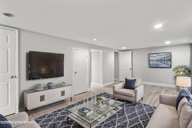 8006 Bramble Ln, Louisville, KY 40258 - living area with recessed lighting, light wood-type flooring, and baseboards
