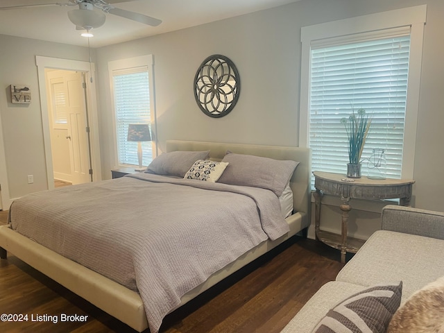 132 Cherry Ln, Leitchfield, KY 42754 - bedroom with baseboards, a ceiling fan, and wood finished floors
