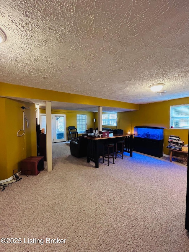 interior space with a healthy amount of sunlight and a textured ceiling