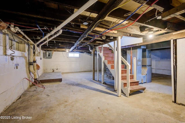 basement featuring stairway