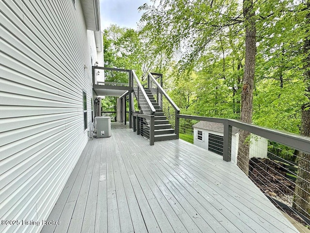 wooden deck with stairs