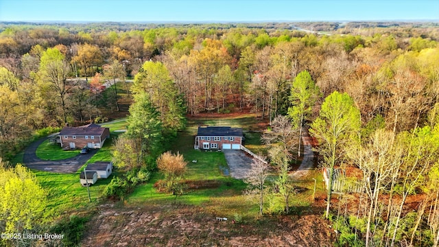drone / aerial view with a forest view