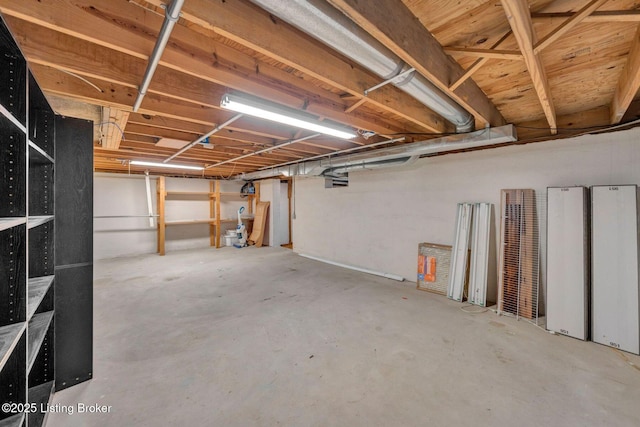 view of unfinished basement