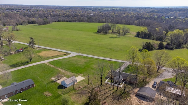 aerial view featuring a rural view