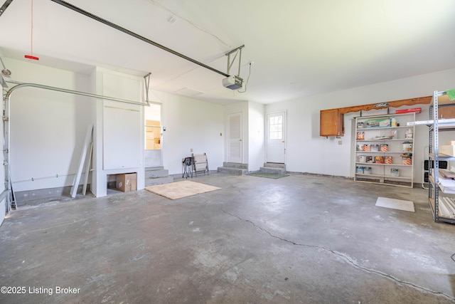 garage with a garage door opener