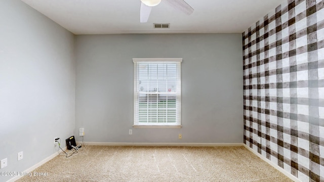 5214 Charlbury Ct, Louisville, KY 40241 - carpeted spare room with visible vents, baseboards, a ceiling fan, and an accent wall