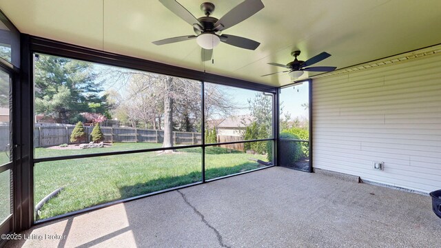 5214 Charlbury Ct, Louisville, KY 40241 - unfurnished sunroom with a ceiling fan and a wealth of natural light