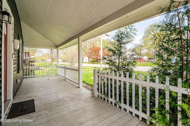 deck with a porch