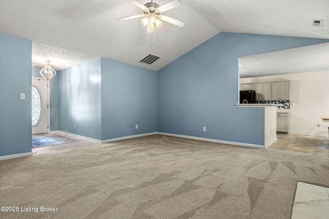 1112 Majestic Woods Dr, La Grange, KY 40031 - bonus room featuring vaulted ceiling, a ceiling fan, a chandelier, light colored carpet, and baseboards