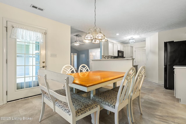 1112 Majestic Woods Dr, La Grange, KY 40031 - dining space with a chandelier, baseboards, recessed lighting, and a ceiling fan