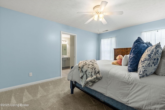 1112 Majestic Woods Dr, La Grange, KY 40031 - carpeted bedroom featuring baseboards, ceiling fan, and connected bathroom