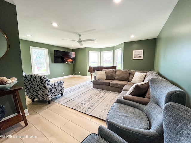 119 Fairway Dr, Hodgenville, KY 42748 - living area with recessed lighting, a ceiling fan, and baseboards