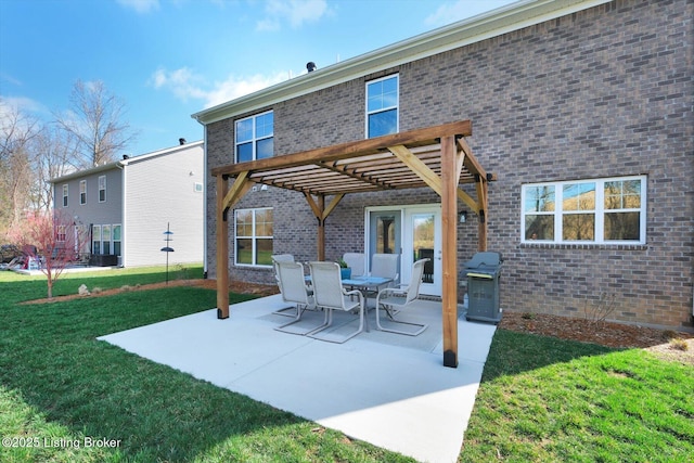 view of patio / terrace featuring grilling area and a pergola