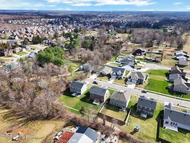 bird's eye view with a residential view