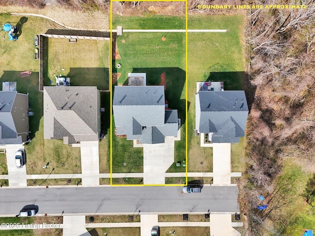 bird's eye view with a residential view