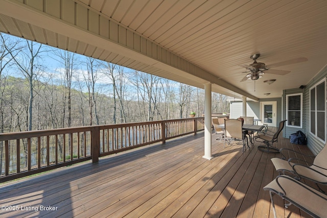 351 Serenity Cove Ln, Mammoth Cave, KY 42259 - deck featuring outdoor dining space and a ceiling fan