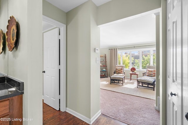 644 S 2nd St Unit 2, Louisville, KY 40202 - hall with baseboards and dark wood finished floors