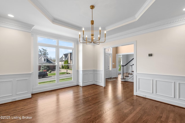 14801 Forest Oaks Dr, Louisville, KY 40245 - unfurnished dining area with a wealth of natural light, a notable chandelier, and wainscoting