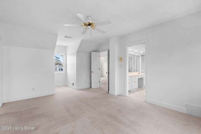 14801 Forest Oaks Dr, Louisville, KY 40245 - unfurnished bedroom with visible vents, baseboards, connected bathroom, and light colored carpet