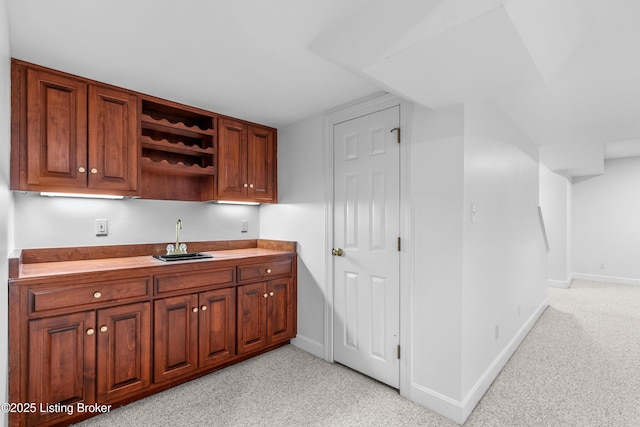 14801 Forest Oaks Dr, Louisville, KY 40245 - bar with a sink, baseboards, and light carpet