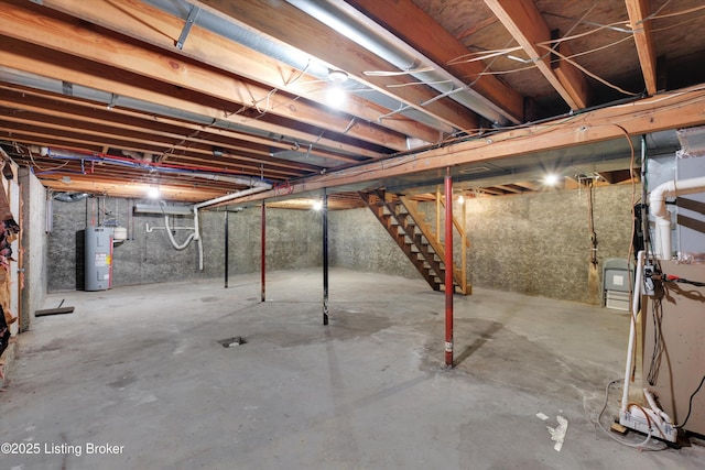 7700 Organ Creek Rd, Pendleton, KY 40055 - unfinished basement featuring water heater and stairs