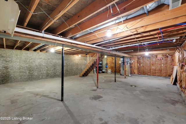 7700 Organ Creek Rd, Pendleton, KY 40055 - unfinished below grade area with stairway and water heater