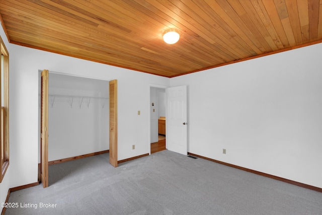 7700 Organ Creek Rd, Pendleton, KY 40055 - unfurnished bedroom with a closet, carpet flooring, and wood ceiling