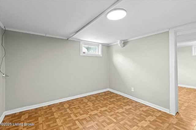 basement with baseboards