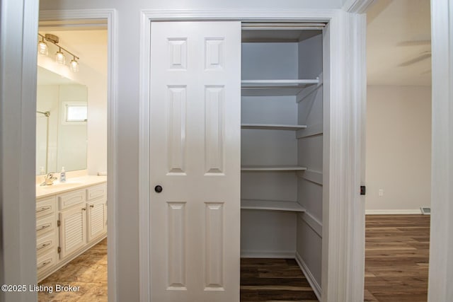 closet with a sink and visible vents