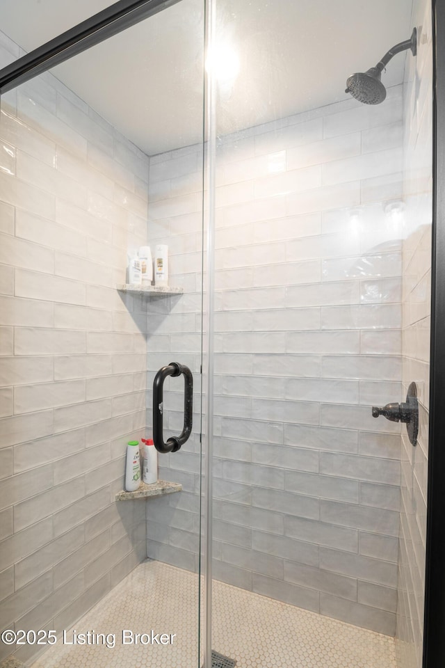 bathroom featuring a shower stall