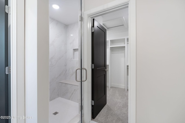 3238 Catalpa Farms Dr, Fisherville, KY 40023 - full bathroom featuring a marble finish shower and a walk in closet
