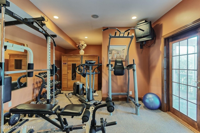 320 Longview Park Pl, Louisville, KY 40245 - workout room with recessed lighting, carpet flooring, and baseboards